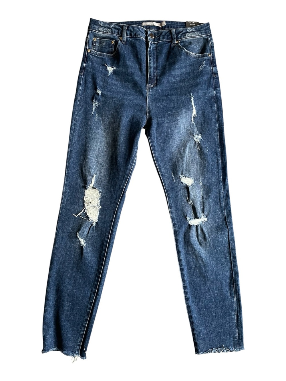 TRACTR Nina High Rise Distressed Slim Jeans Womens 30 Dark Wash Stretch